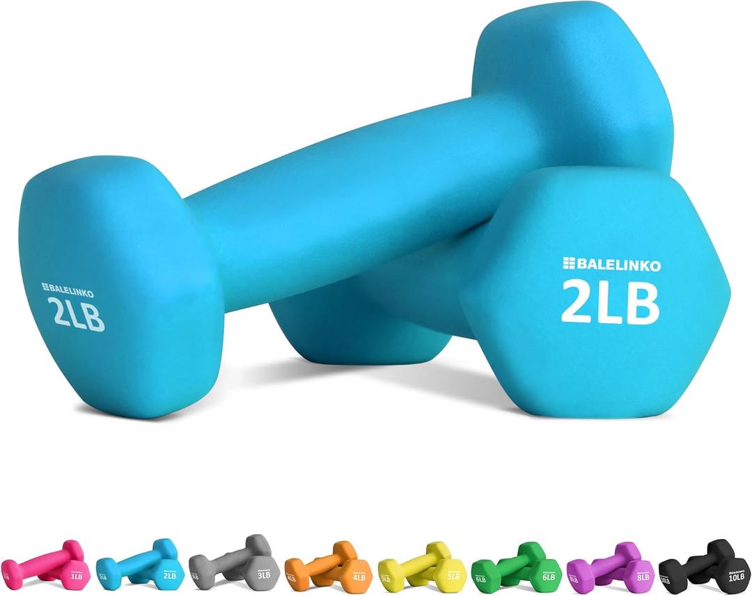 Balelinko Rubber Grip Encased Dumbbell Cast Iron Weight with Anti-Slip Handle Dumbbell -Strength Training Equipment - Home Gym Accessories - Full Body Workout - Muscle Building (Blue), 2 Lb