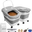 SEWIU Dog Food Storage Container Up to 2pack*20LB,Collapsible Dog Food Container with Travel Silicone Bowl and Scoop for Dog/Cat/Bird Food/Cat litter,Keep Dry Food Fresh,Easy to Move.