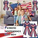 Riceshoot 2 Pcs 4th of July Patriotic Bows USA Red White and Blue Star 250th Anniversary Burlap Bow Tree Topper for Indoor Outdoor Independence Day Party Decoration(Classic)