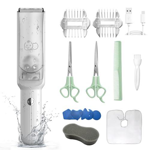 Baby Hair Clippers Set, Ultra Quiet Hair Trimmer with Vacuum for Infant, Toddler and Kids, Waterproof & Rechargeable Cordless Hair Cutter, Including Hair Cutting Scissors and Comb