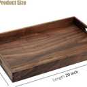 20 x 12.5 Inches Medium Rectangle Black Walnut Wood Ottoman Tray with Handles, Serve Tea, Coffee or Breakfast in Bed, Classic Wooden Decorative Serving Tray