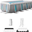 INTEX 26769EH 13ft X 6.5ft x 48in Prism Frame Clearview Rectangular Above Ground Swimming Pool Set with 530 GPH Cartridge Filter Pump, Ground Cloth, Pool Cover