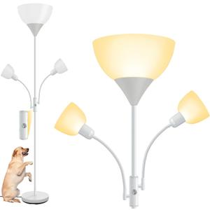Floor Lamps for Living Room, Standing Lamp, 9W Torchiere Floor Lamps with 4W Reading Lamps, 2700K LED Beads, 50,000hrs Lifespan, Rotary Switch, Bright 71" Tall Stand up Light for Bedroom, White (White Torchiere Floor Lamp)