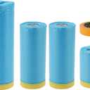 ACROPIX Masking Paper with Tape Pre-Taped Paper Film Kit with 2 Rolls of Tape 2000x55cm / 65.62ftx21.65 Blue Yellow PE Film Paper