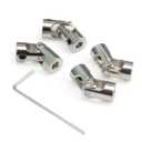 4 x 4mm to 4mm Rotatable Universal Steering Joint Shaft Coupling Connector L23x D9 with Screws with Wrench, 4pcs/Pack (Size: 4mm to 4mm)