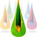 OUTREE Kids Pod Swing Seat, Cotton Child Hammock Swing Chair,Sensory Swing for Indoor and Outdoor Use,Green and Yellow