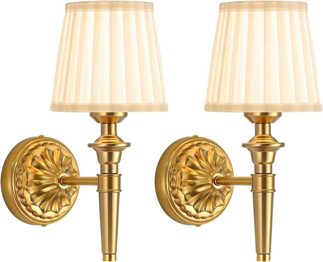 Rechargeable Wall Sconces Set of 2, 5200mAh Battery Operated Wall Lamps with Remote, Vintage Fabric Sconce, Wireless Renter Friendly Wall Lamp for Bedroom, Living Room, Modern Cordless Night Lighting