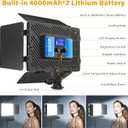 Unicucp 2 Pack Led Video Light Panel Light with Barndoor, 8000mAh Rechargeable Camera Light with 79'' Stand, Photo Studio Lighting kit for Video Recording Live Streaming Outdoor Indoor Photography