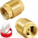 2PCS 3/4 NPT Thread Spring Check Valve, Brass Non Return One Way Horizontal Vertical Inline Water Check Valve for Well, Pump, Tank, Backflow Prevention