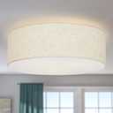 Vexagyle Flush Mount Ceiling Light,16''Modern Close to Ceiling Lamp with Double Linen Fabric Shade,3 Light Semi Flush Mount Ceiling Light Fixture,Farmhouse Drum Light Fixture for Bedroom Living Room