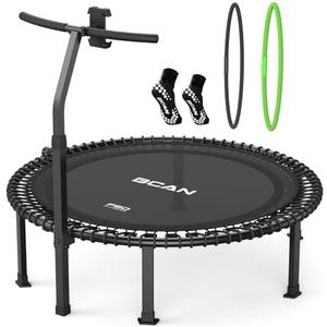 BCAN BT4 Soft Land Pro Adult Bungee Rebounder Trampoline Handle|FED Fitness | 38/40/48 in, 500 lb Capacity, Adjustable Tension Bungees, One-Piece Frame, Quiet Low-Impact Workout, Phone Holder & 2 Socks