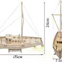 Yulakes 1/30 Assembly Wooden Sailboat DIY Wooden Kit Puzzle Toy Sailing Model Ship Gift for Children and Adult
