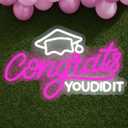 AceList Congrats Grad Neon Sign, LED lights for Backdrop Graduation Party Wall Decor Dimmable Prom Congratulations Neon Sign Celebration Grad Decoration Gifts