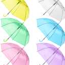 Clear Umbrella Bulk Colorful Transparent Rain Umbrellas Windproof Waterproof with J Hook Handle for Wedding Party Photography Outdoor Travel Gift