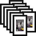 eletecpro 6x9 Picture Frames Set of 10, Picture Frame Collage Wall Decor Display 4x6 Photo with Mat or 6x9 without Mat, Home Decor Gallery Wall Frame for Wall Mounting, Black