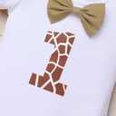 IBTOM CASTLE Baby Boy First Birthday Outfit Jungle Theme Romper+Shorts+Y-Back Suspenders+Headband 4PCS Clothes Photo Props (1T, Khaki)