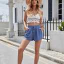 BUENOS NINOS Womens Comfy Summer Beach Short Athletic Sweat Elastic Waist Drawstring Pocketed Sport Casual Shorts (Blue, M)