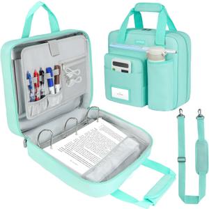 Zipper Binder 3 Ring with Shoulder Strap, 700 Sheets Capacity 3 Inch Binder with Zipper Fits 13 Inch Laptop for School and Office,Mint Green