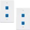 iwillink (2-Pack) 2-Port Ethernet Wall Plate, Keystone Jack Wall Plates with RJ45 Keystone Inline Coupler insert, Female to Female Cat6 RJ45 Wall Plate, Blue