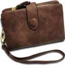 Wallets for Women Bifold Small Rfid Soft Leather Ladies Wallets Trifold Womens Wallets Billfolds Mini Wristlet Clutch Cute Zipper Coin Purse with Wrist Strap (Brown)