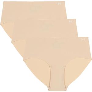 Under Armour Womens 3-Pack Pure Stretch No Show Hipster Underwear, All-Day Comfort & Ultra-Soft Fit, Venice Pink XL