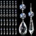 48 Pcs Chandelier Crystal Replacement 38 mm Teardrop & Icicle Crystal Prisms Hanging Gems Parts for Lamps and Chandeliers Suncatcher Christmas Tree Windows Home Decor (Clear)