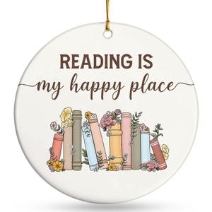 2 x Book Ornament - Gifts For Book Lovers, Books Ornaments For Christmas Tree, Bookish Gift For Women, Gift For Readers book Lovers Women, Books Club Ornaments, Ideas Gifts For Readers, Bookworm's Present (Reading 01)