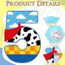 Hungdao Toy Inspired Birthday Piata for Kids Cartoon Cow Number Piata Decorations Summer Cartoon Game with Stick Red Scarf Blue Sky Cloud Boys Girls Baby Shower Farm Party Favor(Number 5)