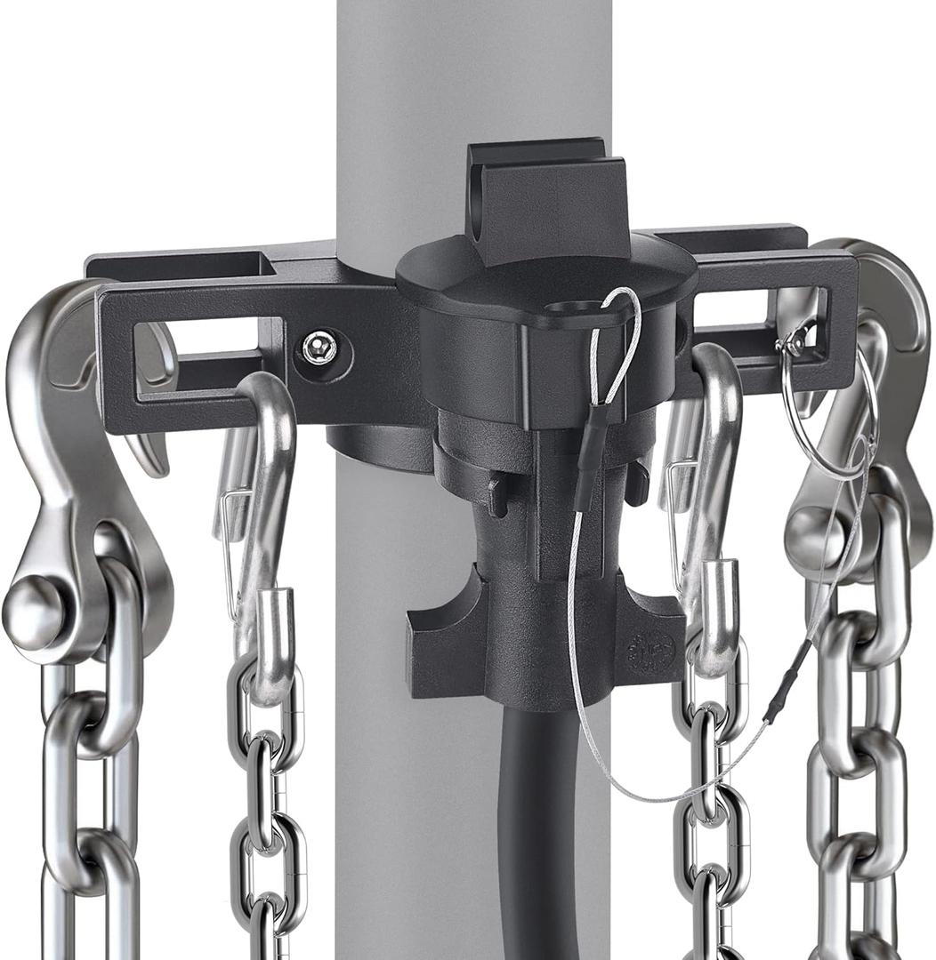 MICTUNING Heavy Duty Trailer Towing Organizer Powder Coating, Aluminum Chain Holder, 7 Way Plug Cover, a Lanyard with Aluminum Ferrule, Durable, Anti-Rust, Upgraded Design