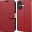 OCASE for iPhone 17 Wallet Case, PU Leather Flip Cover with Card Holder, RFID Blocking, Kickstand, Magnetic Closure, Protective Phone Case for iPhone 17 6.3-Inch 2025, Dark Red