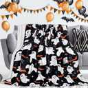Halloween Throw Blankets Cute Ghost Bat Halloween Flannel Soft Blanket for Couch Bed Sofa Living Room Decor Blankets 50"x 60"