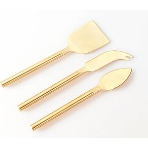 Long Handle Gold Cheese Knife Set of 4  Beautiful Appetizers n Charcuterie Utensils Pronged n Flat & Parmesan Knives. And Marble Acacia Charcuterie Board Premium Design