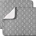 Dish Drying Mat for Kitchen 2 Pack, Ultra Absorbent Microfiber Dishes Drainer Mats by Subekyu,19.2 by 15.8 Inch(Rhombus) (Dark Gray 2P)