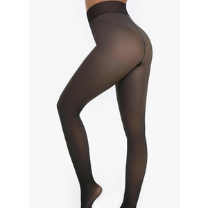 Apriddeo One-Seam Warm Fleece Lined Tights Women Fake Translucent Pantyhose High Waist Thermal Leggings Sheer Winter Tights 2 PCS XL