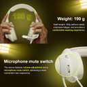 Gaming Headset for PS5 PS4 PC, Wired Headsets with 7.1 Surround Sound, H-7 Gaming Over Ear Headphones with Noise Cancelling Flexible Mic Memory Earmuffs, for PC/PS5/PS4/XboxSeries X/S/Switch (White) (Beige)