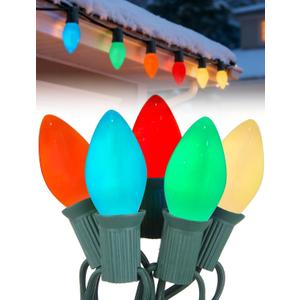 C7 Multicolor Christmas Lights 25Ft C7 Christmas String Lights Outdoor with 27 Incandescent Light Bulbs, Multicolor String Lights for Xmas Tree Decor Patio, 5 Watt E12 Candelabra Base