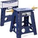 Delxo 16 Inch Folding Step Stool,Foldable Stool for Adults,Portable Collapsible Plastic Stepstool,Non Slip Folding Stools for Kitchen Bathroom Bedroom Up to 400LBS,(Royal Blue 1PC)