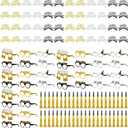 108 Pcs New Years Eve Party Supplies 2026 Fancy New Year Glasses Gold Noise Maker Headband NewYear Celebration Black Silver and Gold Party Favor for Happy NewYear Gift Accessories Decoration