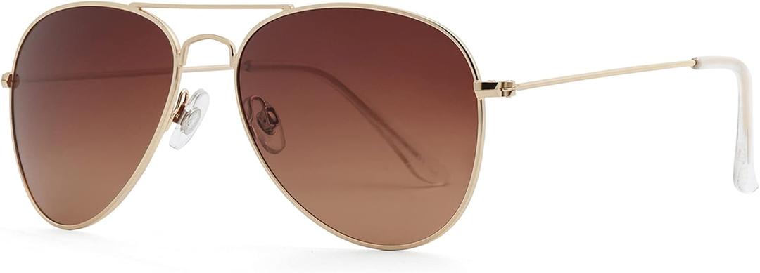 JOOX Polarized Aviator Sunglasses for Women Men, UV400 Protection Lens and Lightweight Metal Pilot Frame (Gold/Brown Gradient)