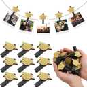 30 Pcs Graduation Cap Picture Display Graduation Hanging Photo Clips with String Class of 2026 Party Decoration Grad Cap Garland Black Gold Glitter Clip for Congrats Photo Booth Party Decor