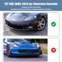 Front Bumper Lip fit for Chevrolet Corvette 2005-2013,for Chevy Corvette C6 Base Convertible Hatchback 2005-2013 3-Piece Front Bumper Lip Splitter Gloosy Black