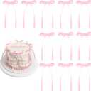 30 Pack Bow Cake Toppers Pink Ribbons Bows for Cake Coquette Themed Bow Cupcake Toppers Pink Bow Birthday Decorations for Baby Shower, Birthday, Wedding, Bachelorette, Mothers Day Decorations
