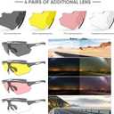 Cycling Glasses with Interchangeable Lenses, Mens Womens Polarized Sports Sunglasses, Running Baseball Cricket Sunglasses (Large, Gray-revo Blue)