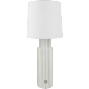 Cordless Modern Resin Table lamp, Fluted Column Base, 5200-mAh Rechargeable Battery, 3-Level Brightness, Build-in Integrated LED 320 Lumen Max, for Bedside Desk Nightstand Light