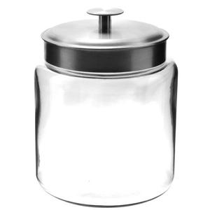 Anchor Hocking Montana Glass Jars with Fresh Sealed Lids, Brushed Metal, 96 oz, 64 oz, 32 oz (Set of 3)