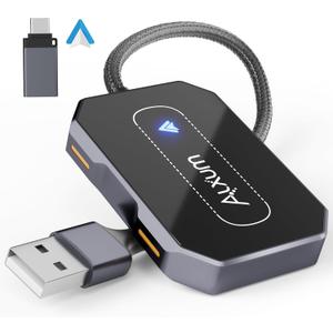 Alxum Wireless AA Adapter - Convert Wired to Wireless for Android Auto, Dual Connection Design, Online Upgrade Only, Supports AA 12+ (5 inch, ink)