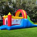 HuaKastro 16x7.2FT Inflatable Bounce House with 2 Racing Slides & Large Climbing Wall, 3 in 1 Kids Inflatable Trampoline Rainbow Jumping Castle Kids Backyard Playgrounds - with Air Blower