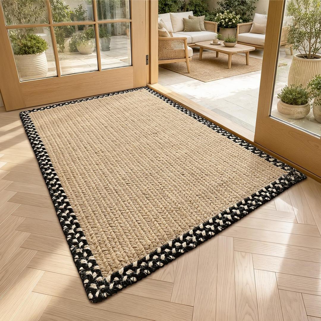 LUMI Natural Jute Indoor Door Mat, 32 x 48, Non-Slip Handwoven Entryway Mat
Jute Fray-Resistant Doormat, Durable Easy-Care Welcome Mat for High-Traffic Front Doors, Farmhouse Style with Rubber Backing