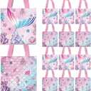 Yizeda 20Pcs Mermaid Gift Bags Party Favors Bags Non-woven Treat Bags with Handle for Girls Birthday Baby Shower Mermaid Party Supplies Decorations