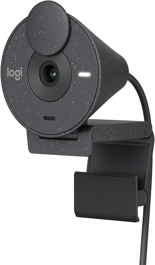 Logitech Brio 300 Graphite Noise Reducing Mic, and 1080P High-Resolution, Auto Light Correction, USB-C Connectivity Webcam with Privacy Shutter
